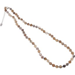 Colier cu noduri Agat natural gri sfere fatetate, 6mm