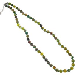 Colier cu noduri Agat verde sfere fatetate, 6mm