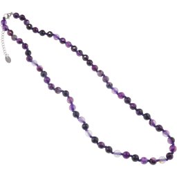 Colier cu noduri Agat mov sfere fatetate, 6mm