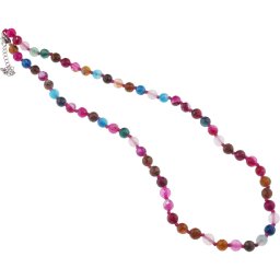 Colier cu noduri Agat multicolor sfere fatetate, 6mm