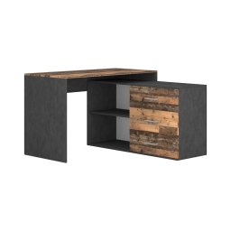 Birou JULES 120x120 cm, cu sertare și colț reversibil (D/S), maro/negru