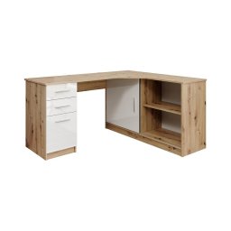 Birou ROBERTO cu poliță și sertare, versiune cu sertare pe partea dreaptă, stejar artisan/alb