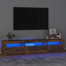 Comoda TV cu lumini LED, stejar fumuriu, 195x35x40 cm GartenMobel Dekor