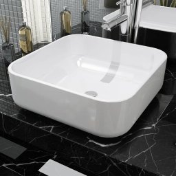 Chiuveta de baie din ceramica, patrata, 39x39x13,5 cm, alb GartenMobel Dekor