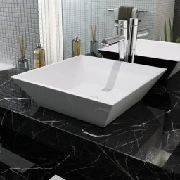 Chiuveta ceramica patrata, alb, 41,5 x 41,5 x 12 cm GartenMobel Dekor