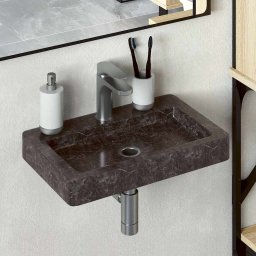 Chiuveta cu montaj pe perete, negru, 38x24x6,5 cm, marmura GartenMobel Dekor
