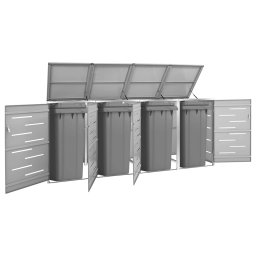 Magazie pentru patru pubele 276,5x77,5x112,5 cm otel inoxidabil GartenMobel Dekor