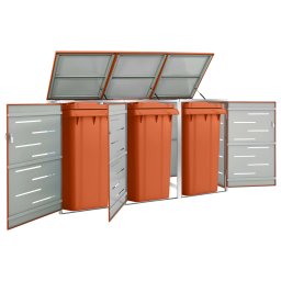Magazie pentru trei pubele, 207x77,5x112,5 cm, otel inoxidabil GartenMobel Dekor