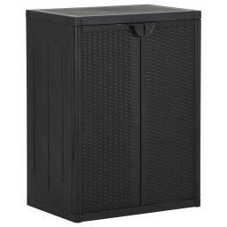 Dulap de depozitare pentru gradina, negru, 65x45x88 cm PP ratan GartenMobel Dekor