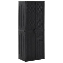 Dulap depozitare de gradina, negru, 65x45x172 cm, PP ratan GartenMobel Dekor
