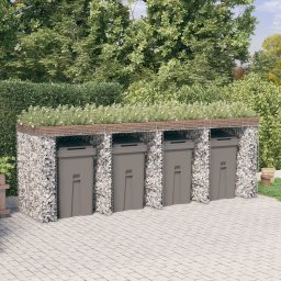Perete gabion pentru pubela gunoi 350x91x120 cm fier galvanizat GartenMobel Dekor
