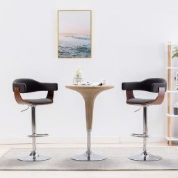 Scaune de bar, 2 buc., gri, lemn curbat si material textil GartenMobel Dekor