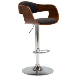 Scaun de bar, gri, lemn curbat si material textil GartenMobel Dekor