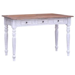 Birou cu sertare, alb, 117x57x75 cm, lemn masiv de mahon GartenMobel Dekor