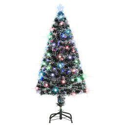 Brad de Craciun pre-iluminat cu suport si LED-uri, 120 cm, fibra optica GartenMobel Dekor