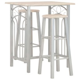 Set mobilier de bar, 3 piese, lemn si otel GartenMobel Dekor