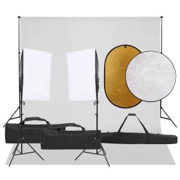 Kit studio foto cu set de lumini, fundal si reflector GartenMobel Dekor