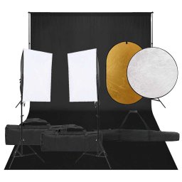 Kit studio foto cu set de lumini, fundal si reflector GartenMobel Dekor