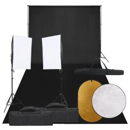 Kit studio foto cu set de lumini, fundal si reflector GartenMobel Dekor