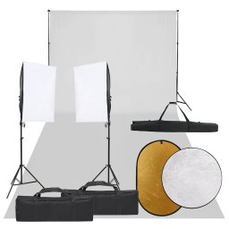 Kit studio foto cu set de lumini, fundal si reflector GartenMobel Dekor