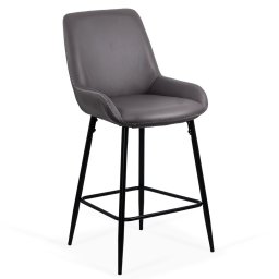 Scaun bar, suport picioare, piele sintetică, gri, ABS 146
