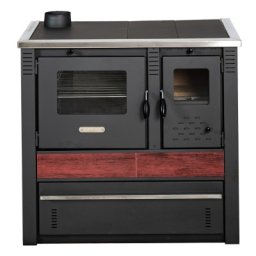 Soba de gatit si incalzit Pro-Termo Panonia Rosu, cu plita si cuptor 10kW, evacuare stanga