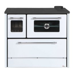 Soba de gatit si incalzit Simge OMEGA Alb, cu plita si cuptor 9 kW, evacuare dreapta