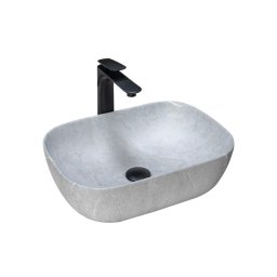 REA-U3801 - Lavoar pe blat LIVIA 33,5x46,5 cm ceramică/gri/imitație de piatră