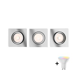 Philips -SET 3x spot încastrat LED RGBW reglabil DONEGAL 1xGU10/4,8W/230V+telecomandă