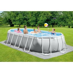 Piscina ovala intex prism cadru metalic, cu pompa de filtrare si scara inclusa, 5m x 2.74m x 1.22m, ix26796