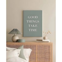 Tablou decorativ Re-Bloom, panza/lemn, verde/alb, 40 x 60 cm