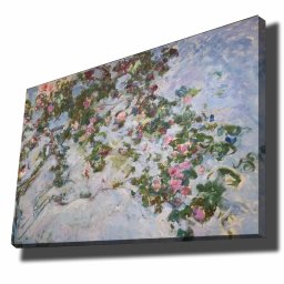 Tablou decorativ Re-Bloom, panza/lemn, verde/albastru/roz, 70 x 100 cm