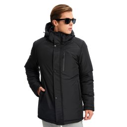 River Club Men's Black Fleece Inner Removable Hooded Water And Windproof Winter Coat &; Parka