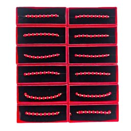 Pachet 12 bratari martisor handmade cu bile rosii si accente aurii