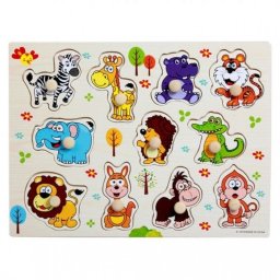 Puzzle Incastru Din Lemn Cu Animale Salbatice Baby