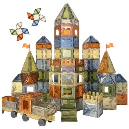 Set STEM 100 Piese Magnetice Transparente de Construit , Magnetic Tiles