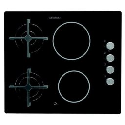 Plita incorporabila pe gaz si electrica Electrolux EGE6172NOK, 7600 W, Aprindere electronica, Indicator de caldura reziduala, Negru