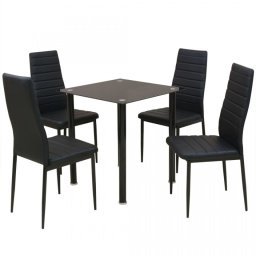Set masă și scaune de bucătărie, 5 piese, negru