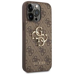 Husa Husa telefon Guess pentru iPhone 14 Pro cu logo metalic, PC/TPU, Maro