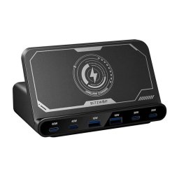 Incarcator de retea BW-S26 Wall charger 250W 2x USB,4x USB Type-C, Wireless Negru
