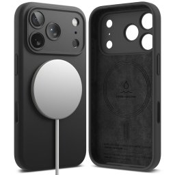 Husa Ringke Silicone Magnetic MagSafe - Husă silicon - compatibil cu Apple iPhone 17 Pro Max - MagSafe - culoare Negru