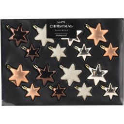 Set de decorațiuni de Crăciun Star cupru / auriu,16 buc, maro