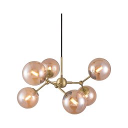Halo Design 738830 - Lustră cu cablu ATOM 6xG9/28W/230V, Ø 57 cm, alamă/k. bej