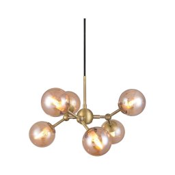 Halo Design 736560 - Candelabru suspendat pe cablu ATOM, 6xG9/28W/230V, Ø 45 cm, alamă/k. bej