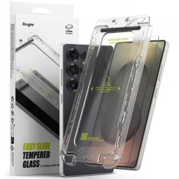 Folie de protectie Ecran Ringke Easy Slide pentru Samsung Galaxy S25 Ultra S938, Sticla Securizata, Full Glue, Set 2 bucati