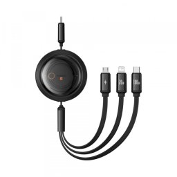 Cablu Incarcare USB-C - Lightning / microUSB / USB-C Baseus Free2Draw Retractable, 100W, 1.1m, Negru P10368700111-04