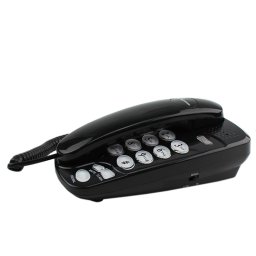 Telefon fix cu fir negru, montabil pe perete, cu tastatura iluminata si Redial