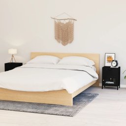 Noptiere, 2 buc., negru, 40x30x54,5 cm, otel si sticla GartenMobel Dekor