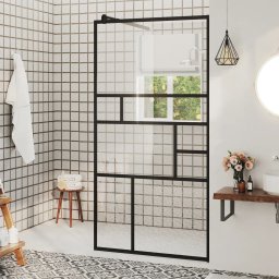 Paravan de dus walk-in negru 80x195 cm sticla ESG transparenta GartenMobel Dekor