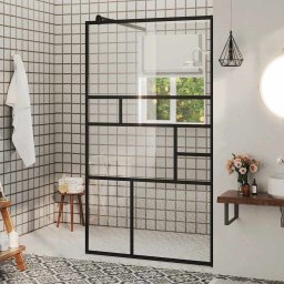 Paravan de dus walk-in negru 90x195 cm sticla ESG transparenta GartenMobel Dekor